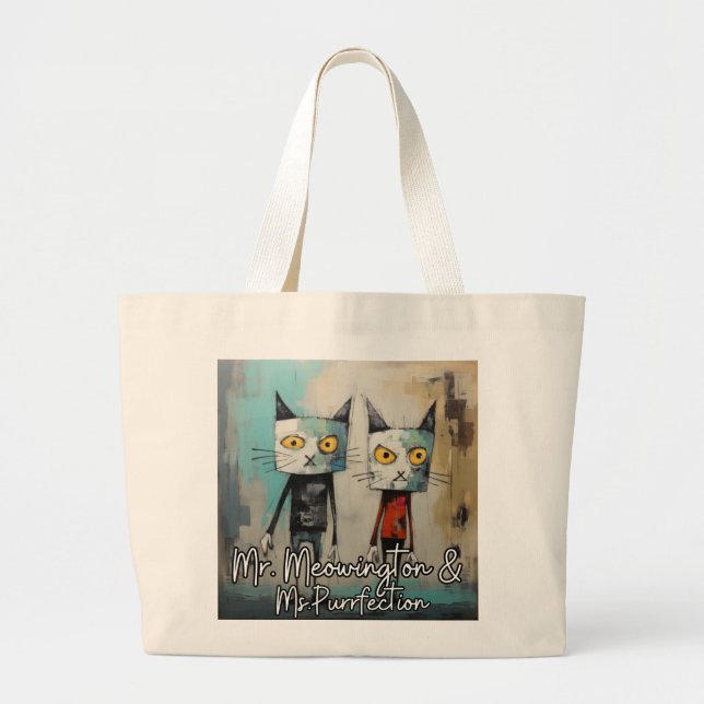 Bolsa Tote Grande Sr. Meowington & Sra. Purrfection (Frente)