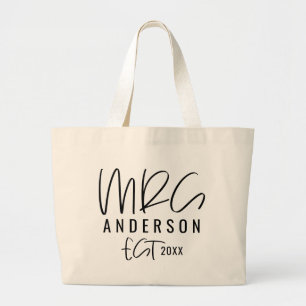 Bolsa Tote Grande Sra. casamento da tipografia do roteiro