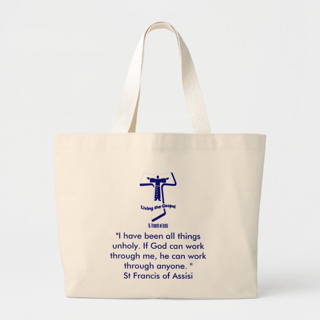 Bolsa Tote Grande St Francis de citações de Assisi (Frente)
