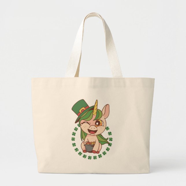 Bolsa Tote Grande St Patricks Unicorn (Frente)