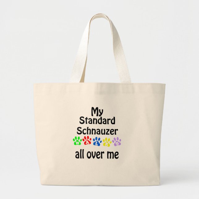 Bolsa Tote Grande Standard Schnauzer Walks Design (Frente)