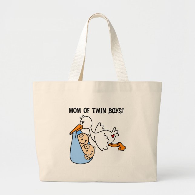 Bolsa Tote Grande Stork Mãe de Twin Boys (Frente)