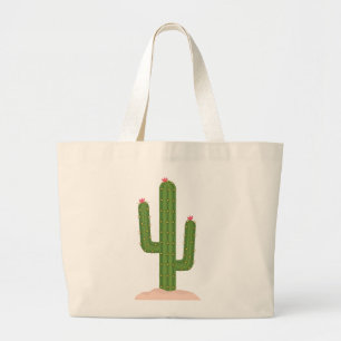 Bolsa Tote Grande Suculente Suculento de Flor Rosa de Cactus Verde S