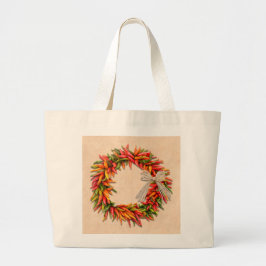 Bolsa Tote Grande Sudoeste do Chile Ristra Wreath no Adobe Wall