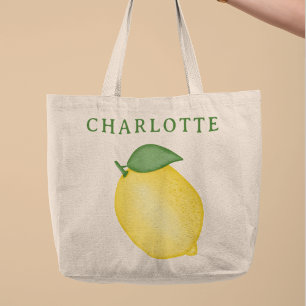Bolsa Tote Grande Summer Lemon Yellow l Custom Name Toag
