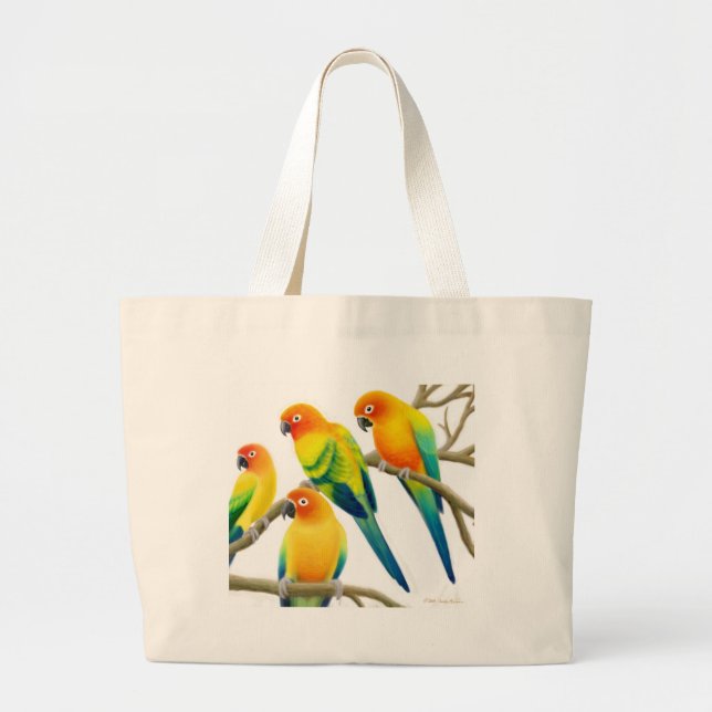 Bolsa Tote Grande Sun Conure repete mecanicamente o saco (Frente)