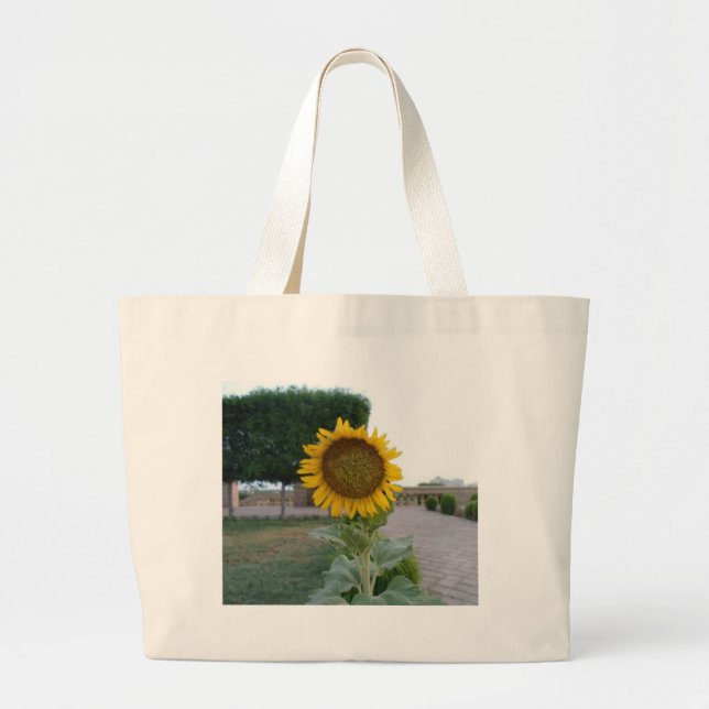 Bolsa Tote Grande Sunflower Art Impressão (Frente)