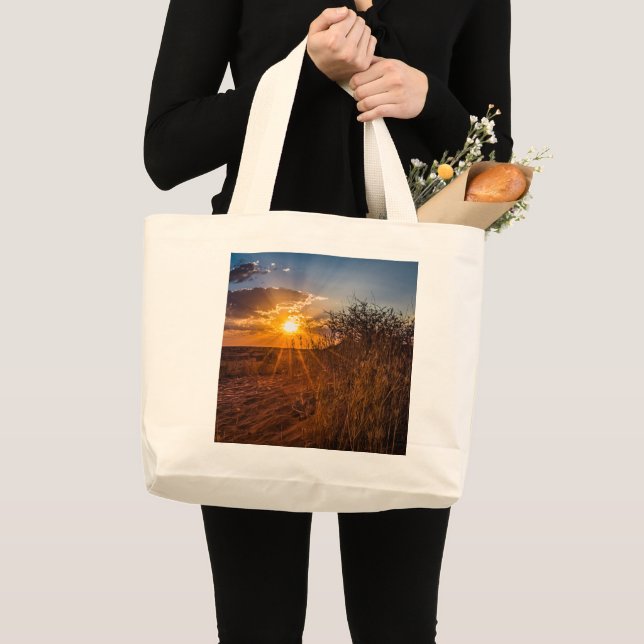 Bolsa Tote Grande Sunset no deserto de Kalahari, Namíbia (Frente (produto))