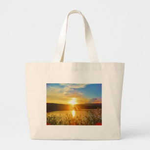 Bolsa Tote Grande Sunset no lago de montanha