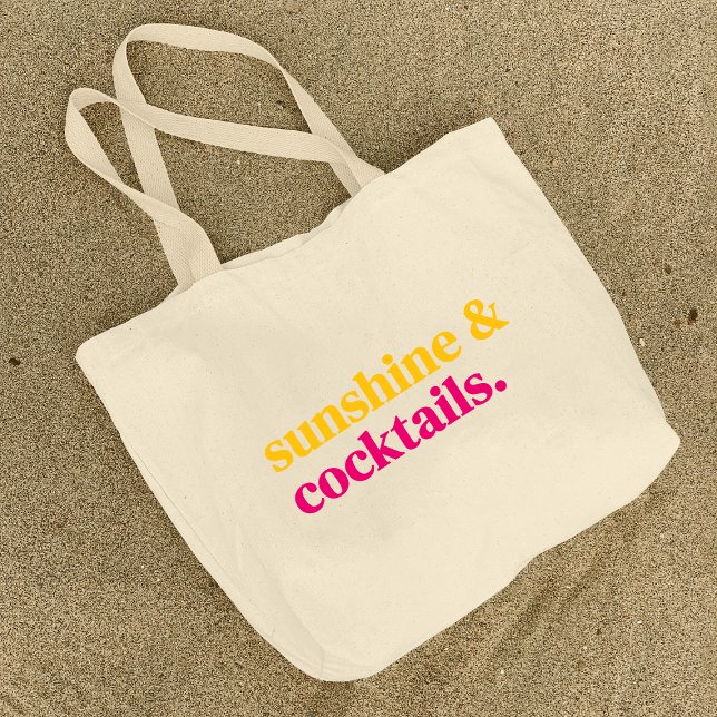 Bolsa Tote Grande Sunshine e Cocktails Vacation Beach (Criador carregado)