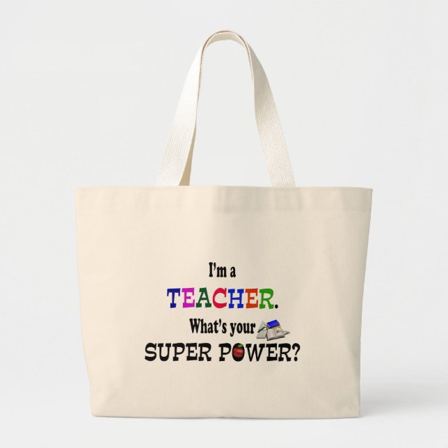 Bolsa Tote Grande Super poder do professor (Frente)