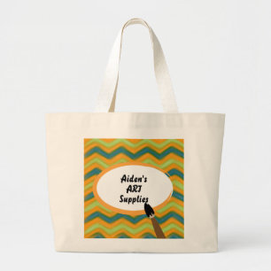 Bolsa Tote Grande Suprimentos de Arte Personalizados com Zigue-Zague