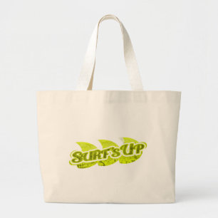 Bolsa Tote Grande "Surf", surfistas verdes brilhantes e azuis para o