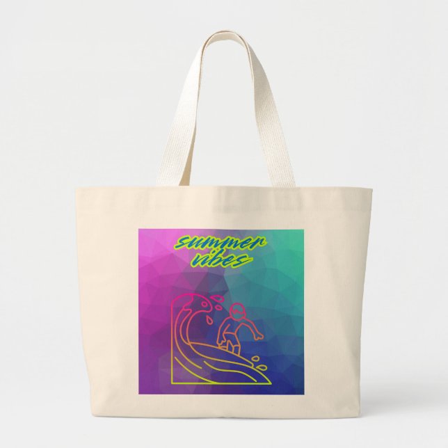Bolsa Tote Grande Surfe no verão vibes (Frente)