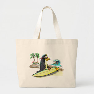 Bolsa Tote Grande surfista do pinguim