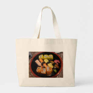 Bolsa Tote Grande Sushi Raw Comida Japonesa Refeição Deliciosa