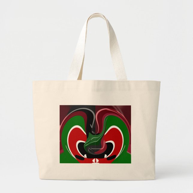 Bolsa Tote Grande Swirling Kenyan Flag: Uma arte moderna do Motif (Frente)
