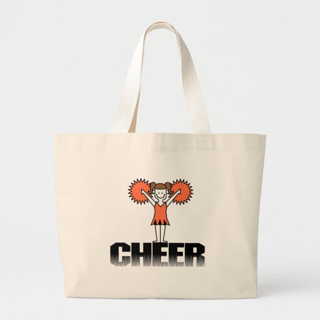 Bolsa Tote Grande T-shirt e presentes Cheerleading alaranjados (Frente)
