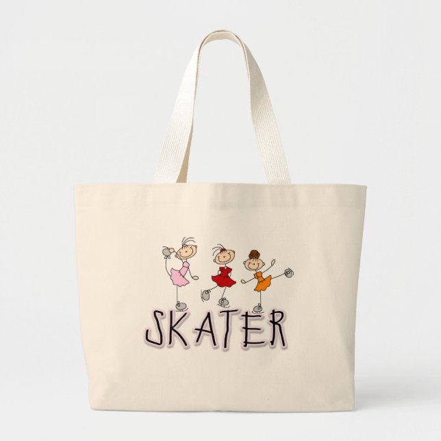 Bolsa Tote Grande T-shirt e presentes da menina do patinador (Frente)