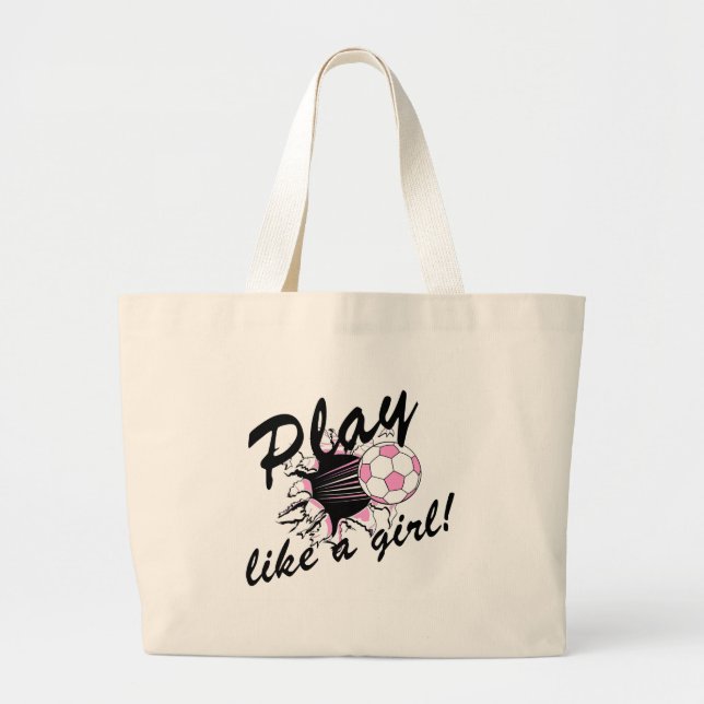 Bolsa Tote Grande T-shirt e presentes do futebol das meninas (Frente)