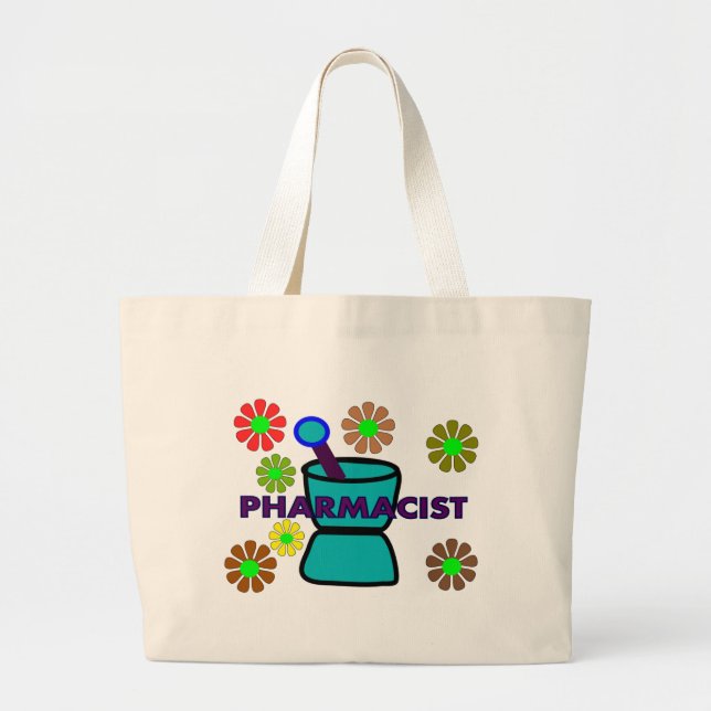 Bolsa Tote Grande T-shirt retros & presentes das flores do (Frente)