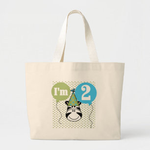 Bolsa Tote Grande T-shirts e dotes de segundo aniversário Zebra