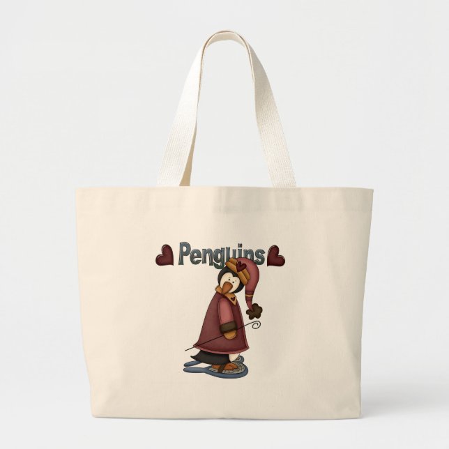 Bolsa Tote Grande T-shirts e presentes de pinguim-neve (Frente)