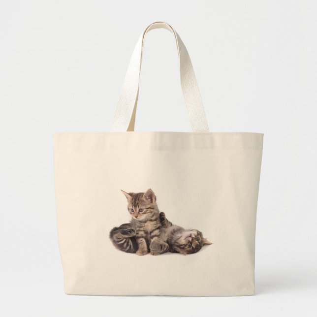 Bolsa Tote Grande tabby kittens playing (Frente)