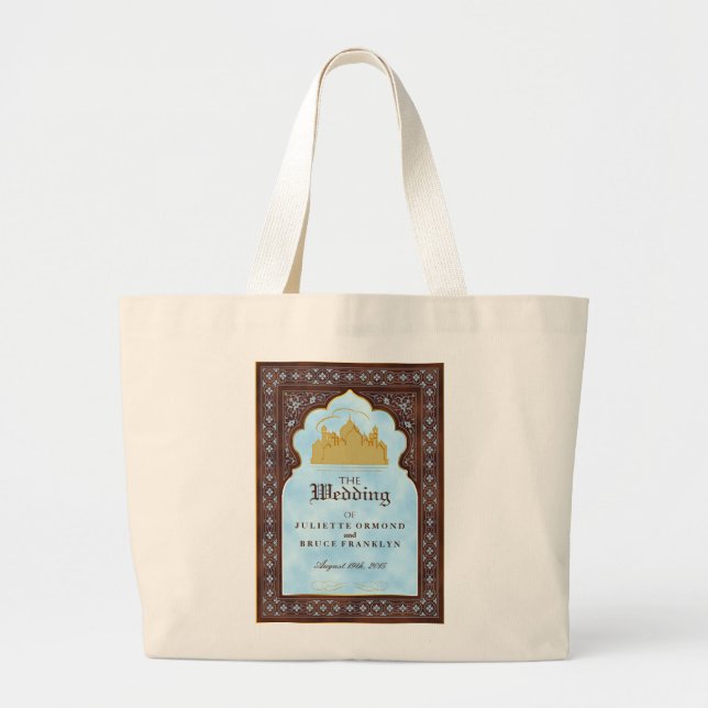 Bolsa Tote Grande Taj Mahal - Estilo Boêmiano Oriental (Frente)