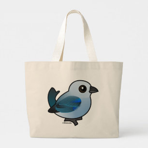 Bolsa Tote Grande Tanager cinza Azul Birdorable