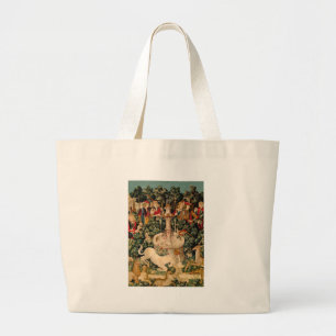 Bolsa Tote Grande Tapeçarias de Unicórnio Medieval Impressas: Met Cl