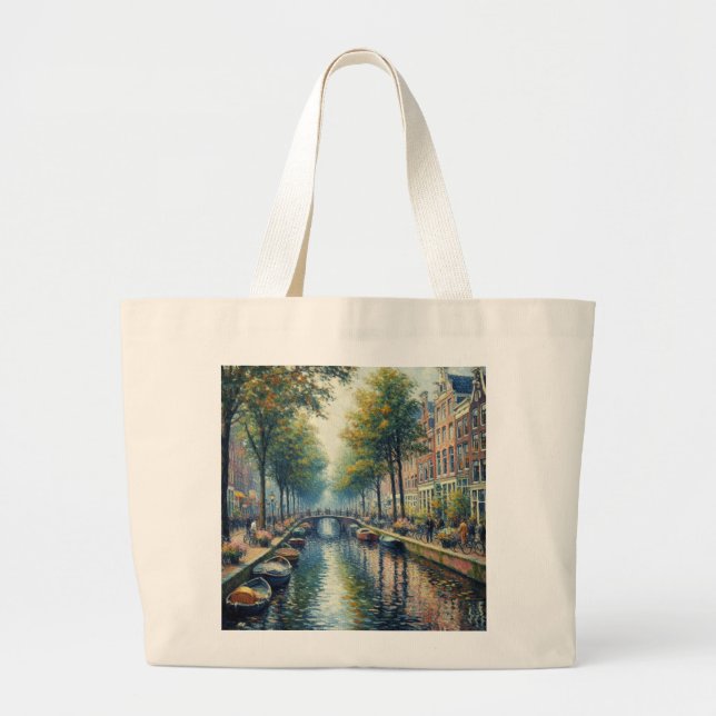 Bolsa Tote Grande Tarde do outono no Canal - Tote Bag (Frente)