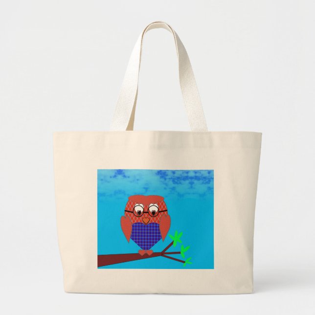 Bolsa Tote Grande Tartan e Hearts Owl (Frente)