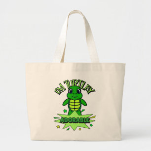 Bolsa Tote Grande Tartaruga Fofa Citação Divertida Totalmente Adoráv