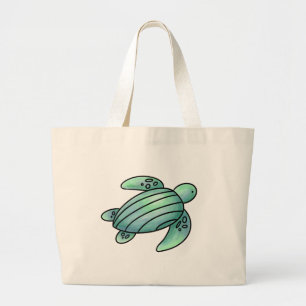 Bolsa Tote Grande tartaruga marinha pintada aquarela desenho animado