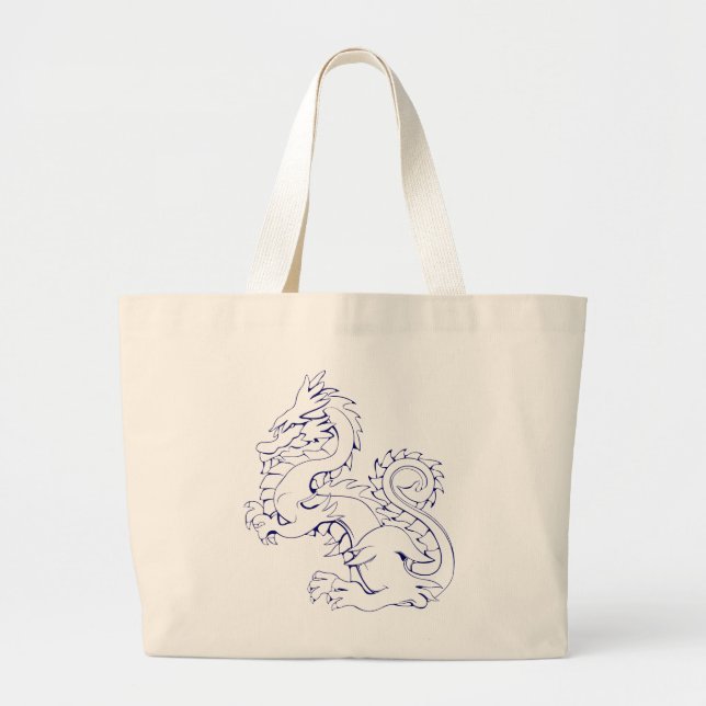 Bolsa Tote Grande Tatsu, Dragão Asiático, São Criaturas Míticas Fant (Frente)