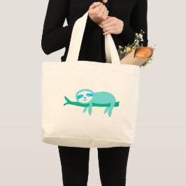 Bolsa Tote Grande Teal Sloth em uma ramificação