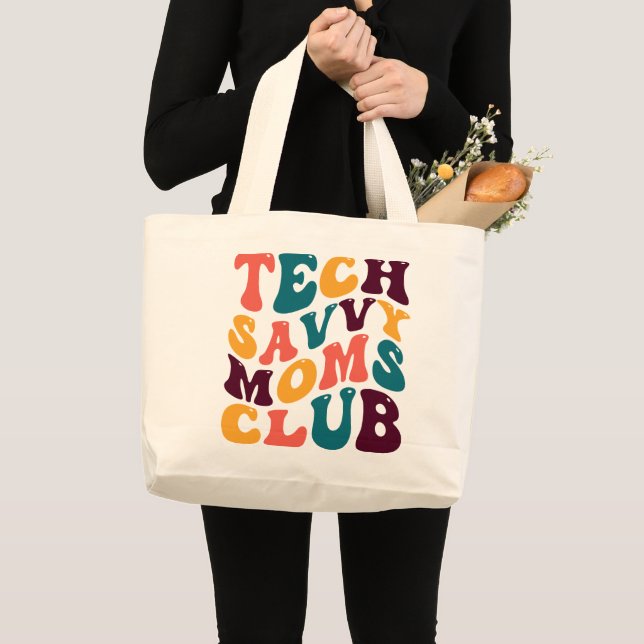 Bolsa Tote Grande Tecnologia Savvy Mães Club Souvenir Estilo Retro G (Frente (produto))