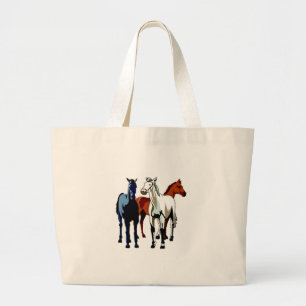 Bolsa Tote Grande Tema Cavalos Coloridos