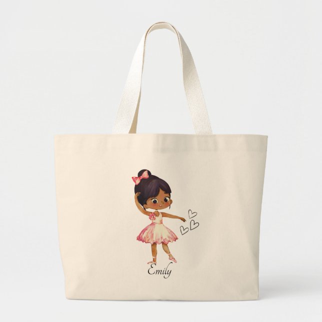 Bolsa Tote Grande Tema de Aquarela de Dancer Ballerina (Frente)