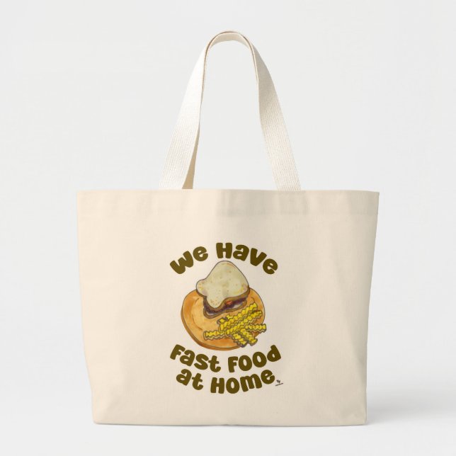 Bolsa Tote Grande Temos Comida Rápida Na Nostalgia Doméstica (Frente)