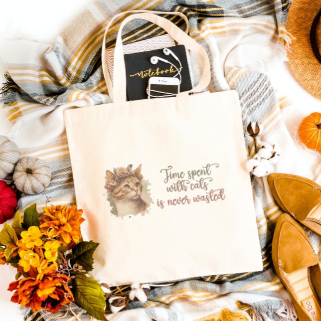 Bolsa Tote Grande Tempo Gasto Com Gatos Cachorros Cachorros Design (Criador carregado)