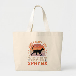 Bolsa Tote Grande Tenho planos com meu gato Sphynx