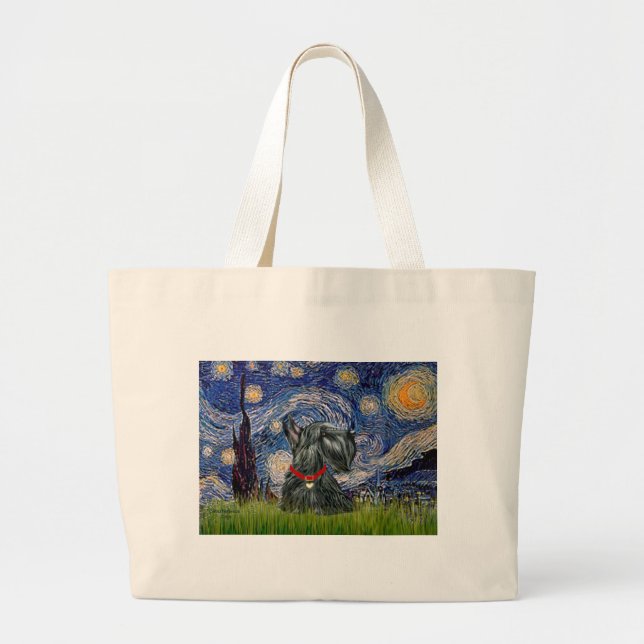 Bolsa Tote Grande Terrier Escocês 12c -Noite Estrelada (Frente)