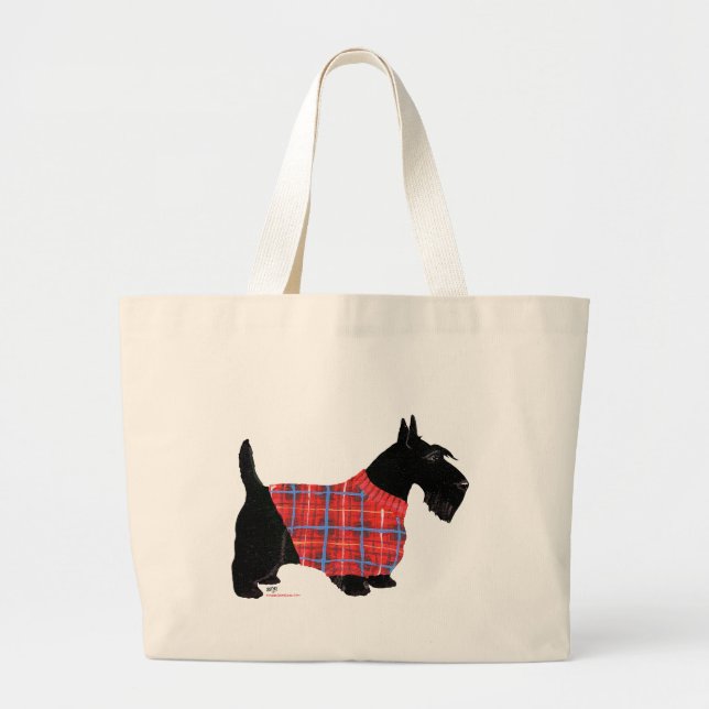 Bolsa Tote Grande Terrier Escocês com Suéter (Frente)
