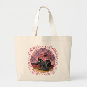 Bolsa Tote Grande Terrier Escocês em um Tam-o-Shanter