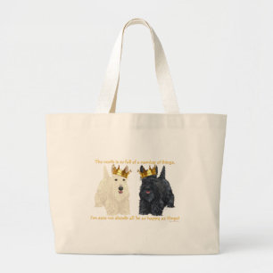 Bolsa Tote Grande Terriers Escoceses Pensamentos Felizes