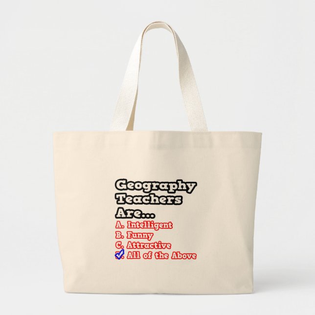 Bolsa Tote Grande Teste de Professores de Geografia...Piada (Frente)