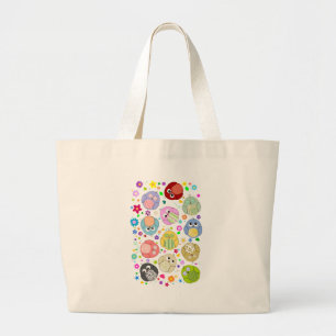 Bolsa Tote Grande Teste padrão bonito das corujas e de flores
