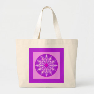 Bolsa Tote Grande Teste padrão da mandala na violeta, na orquídea 